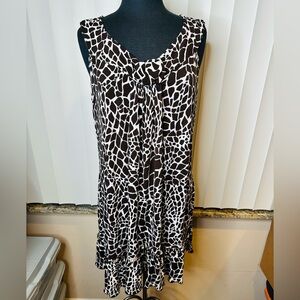 Intermission Women Animal Print Girrafe Sleeveless Ruffled Hem Dress